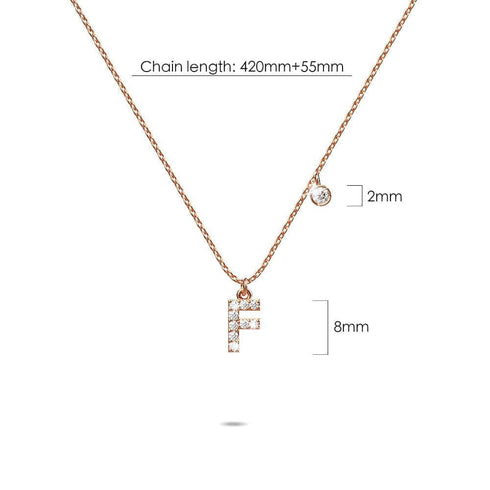 Solid 925 Sterling Silver Initial Crystal Personalised Alphabet Letter Necklace Rose Gold Filled